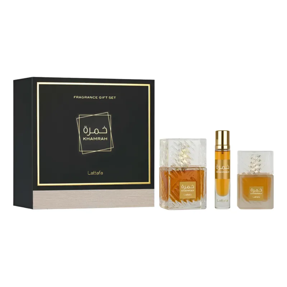 Lattafa Khamrah Edp 100 Ml + 12 Ml + 50Ml Hair Mist Set 3 Pcs Unisex