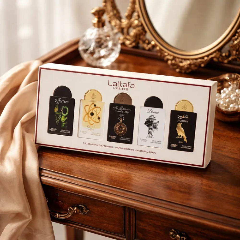 Set Lattafa Pride Affection + Tharwah Gold + D'antiquites + Breeze + Shaheen Gold Edp 20 Ml x 5 Piezas Unisex