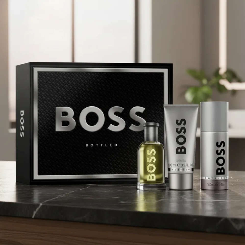 Boss Bottled Edt 100 Ml + Sg 100 Ml + Deo Spray 150 Ml Set Hombre