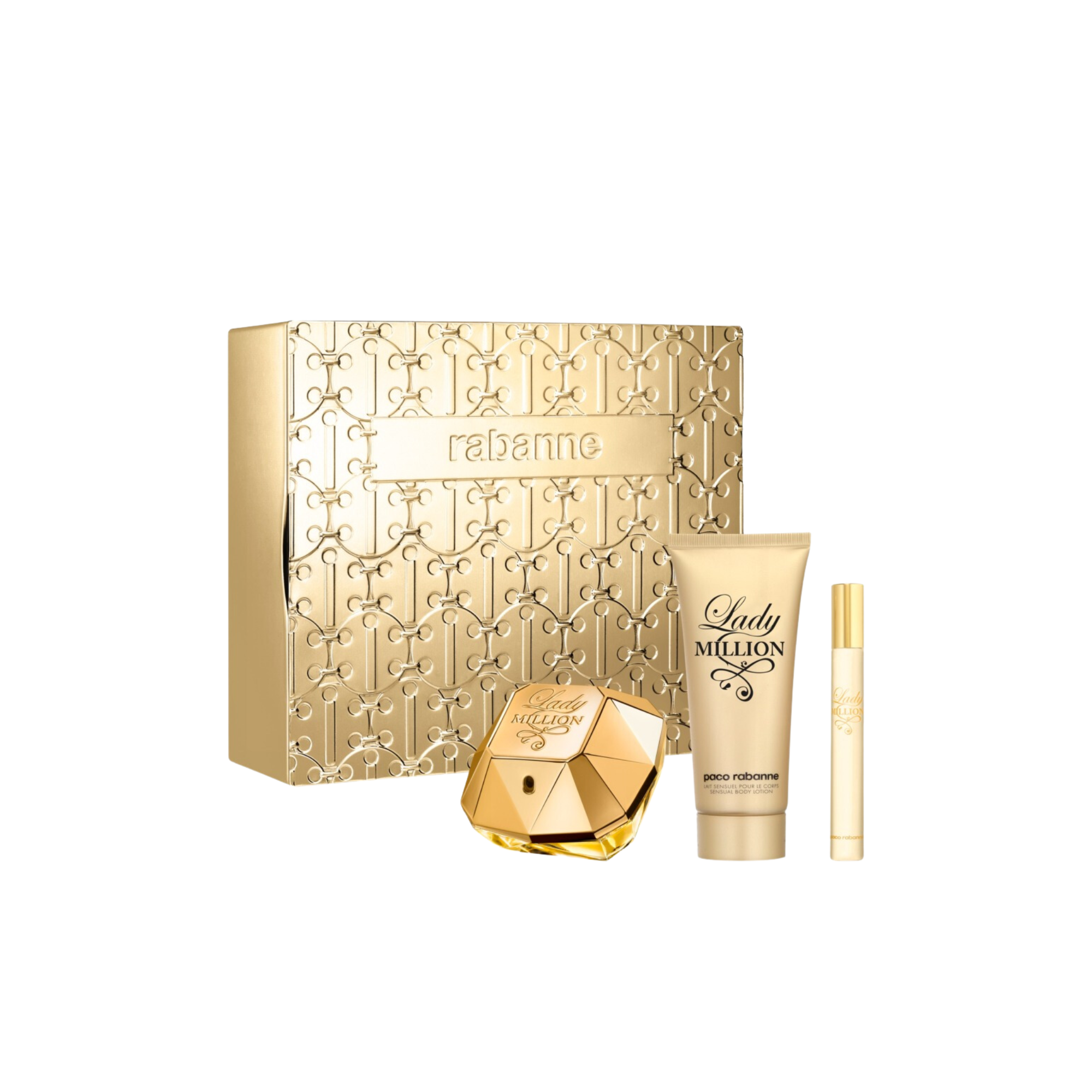 Paco Rabanne Lady Million 80ml Edp + 100ml Bl + 10ml Edp Mujer