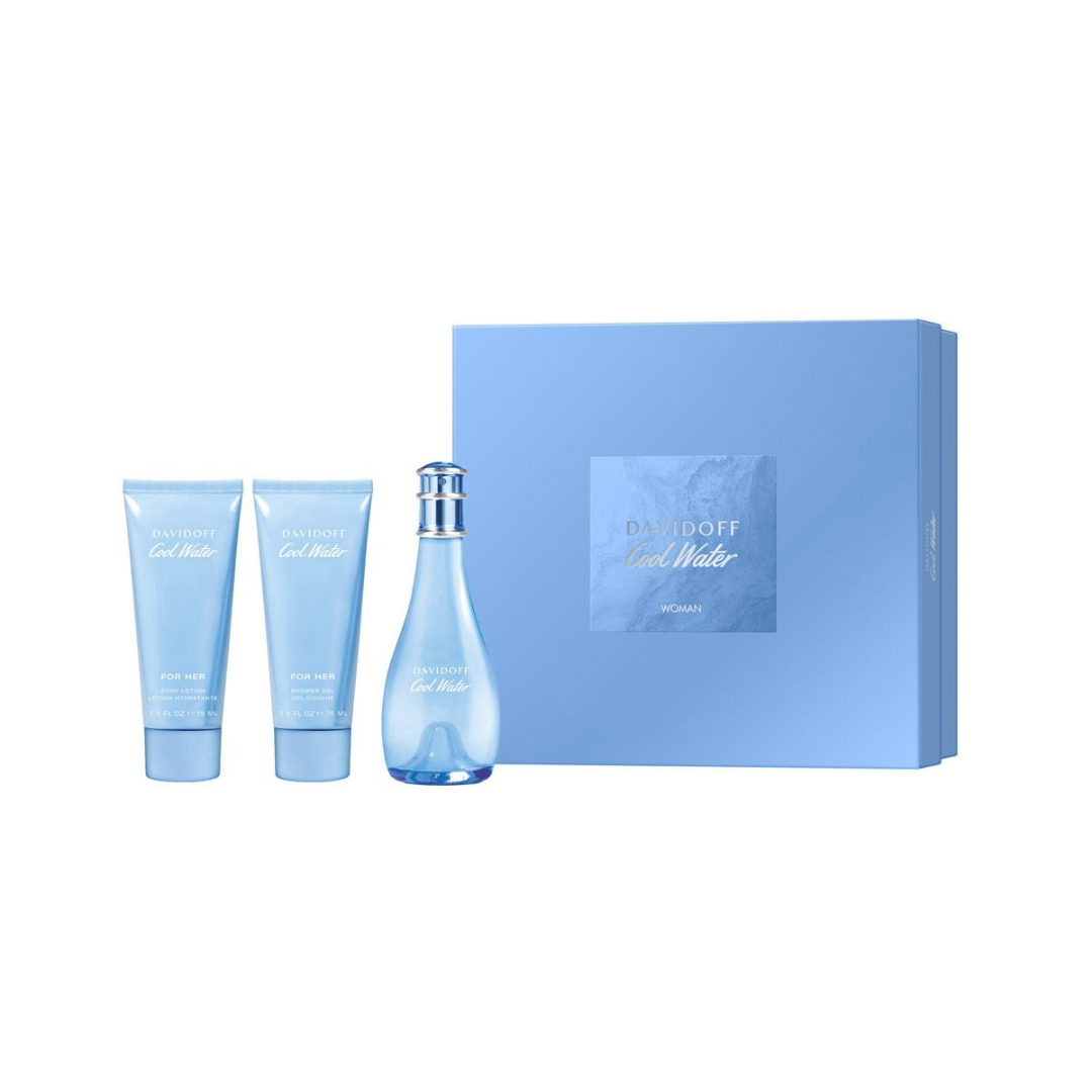 Davidoff Cool Water Women Set Edt 100 Ml + 75 Ml + Sg 75 Ml 3 Pcs