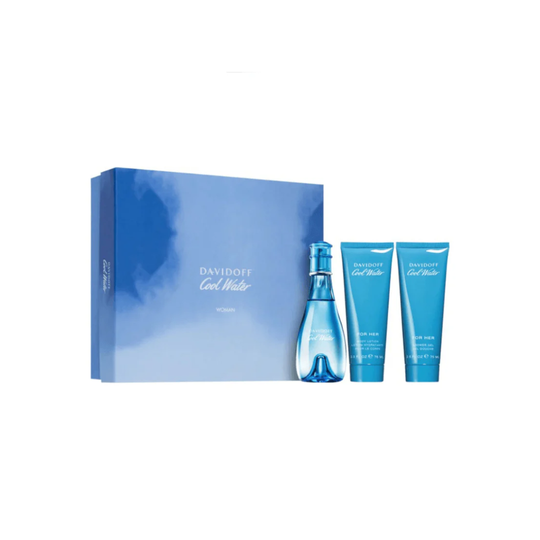 Davidoff Cool Water Women Set Edt 100 Ml + 75 Ml + Sg 75 Ml 3 Pcs