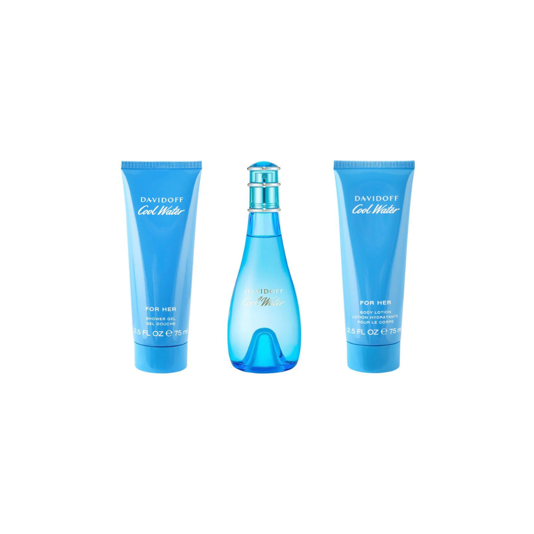 Davidoff Cool Water Women Set Edt 100 Ml + 75 Ml + Sg 75 Ml 3 Pcs