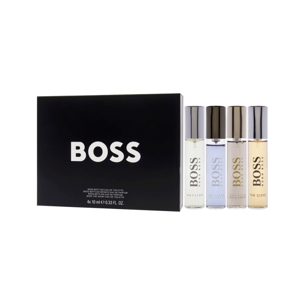 Set Mini De 4 Pcs Hugo Boss Bottled Edt + Bottled Infinite + Bottled Edp + The Scent 10 Ml Hombre