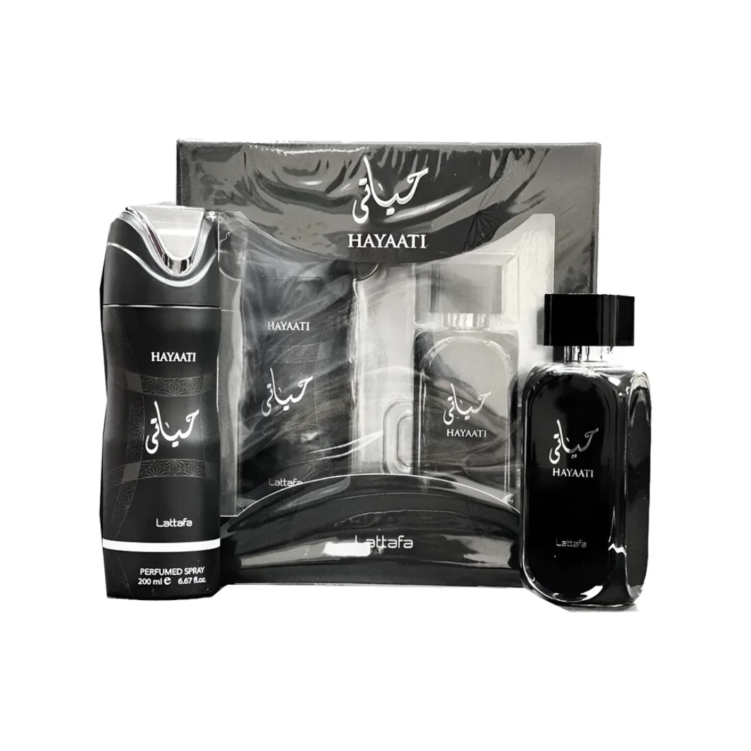 Set Lattafa Hayaati Edp 100 Ml + Deo Spray 200 Ml Set 2 Pcs