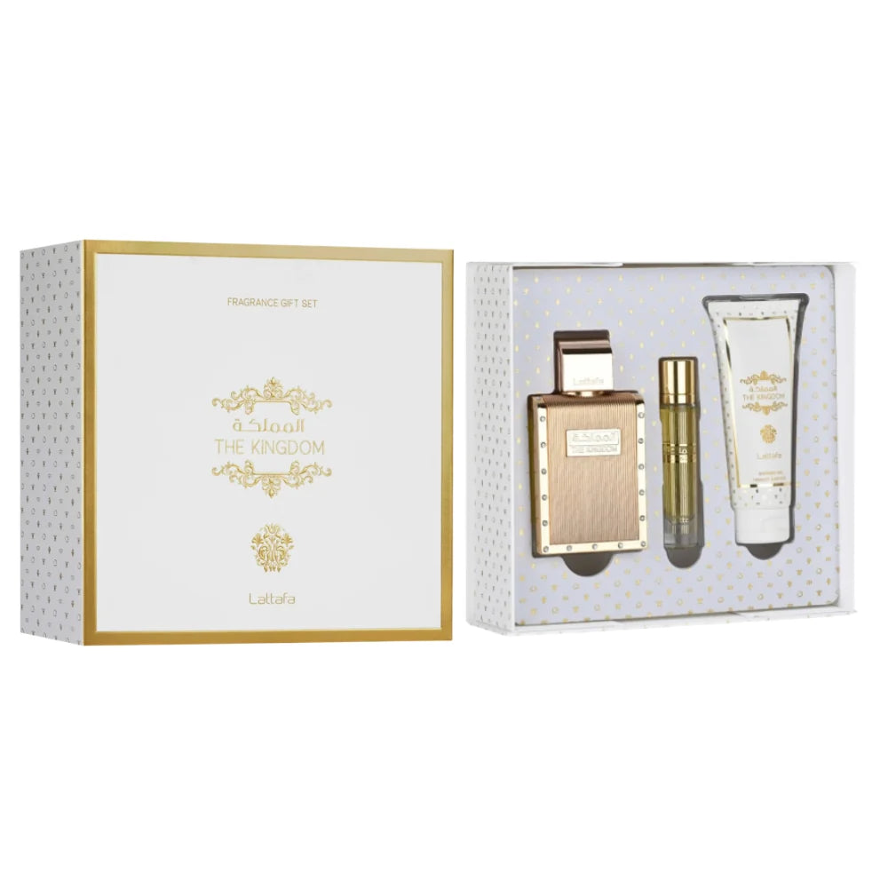 Lattafa The Kingdom Edp 100 Ml + 12 Ml + Shower Gel 100 Ml Set 3 Pcs