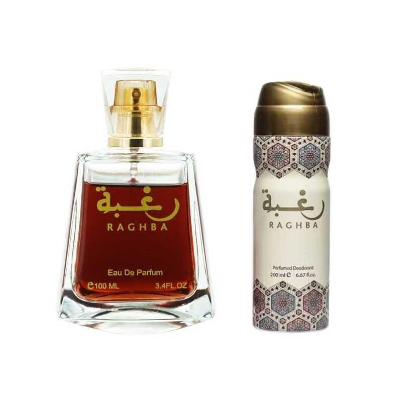Lattafa Raghba For Her Edp 100 Ml + Deo Spray 50 Ml Set 2 Pcs Mujer