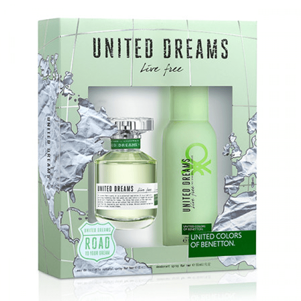 PERFUME LIVE FREE BY BENETTON EDT 80ML + DESORANTE 150ML ESTUCHE MUJER
