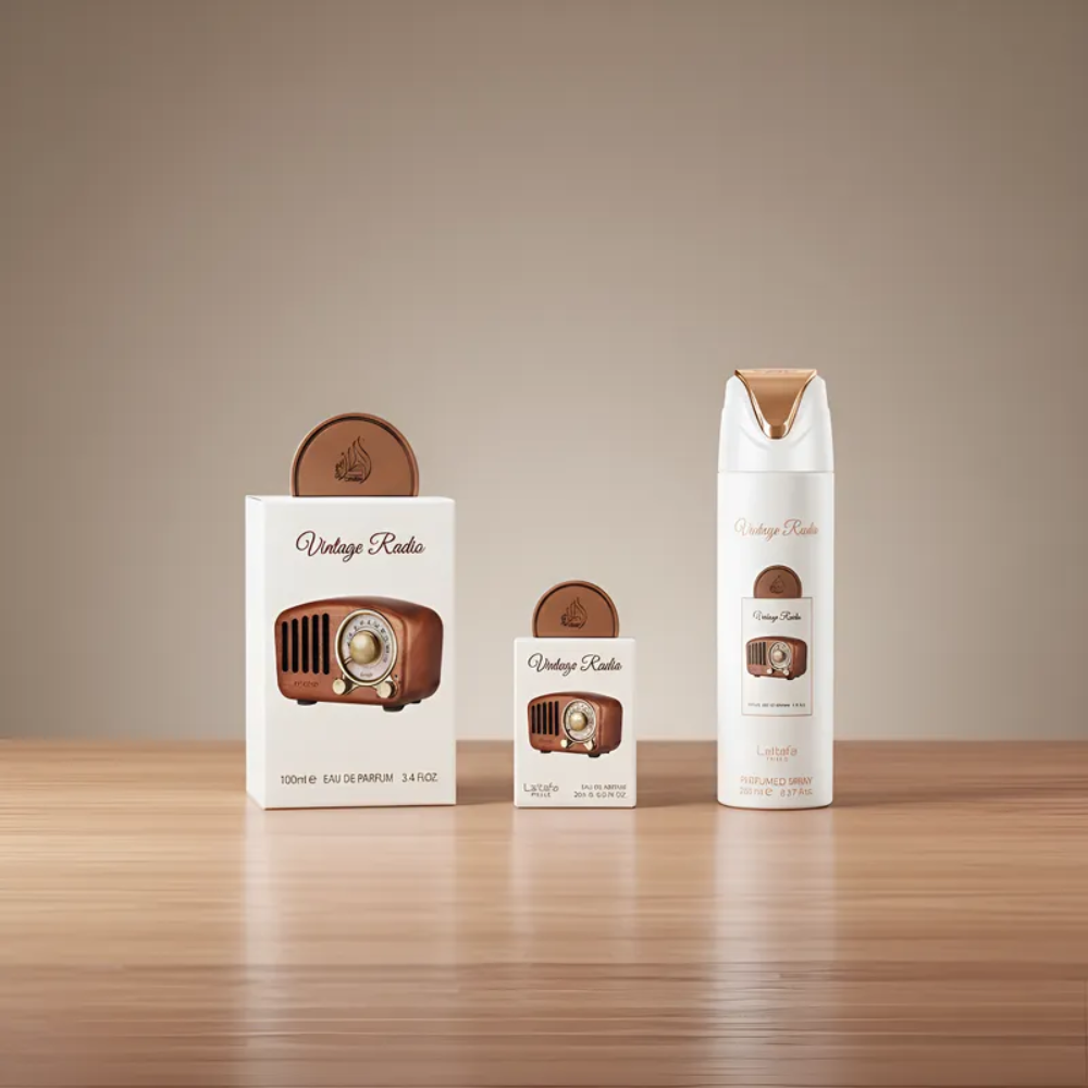 Lattafa Vintage Radio Edp 100 Ml+ 20 Ml + Deo 200 Ml Set 3 Pcs Unisex