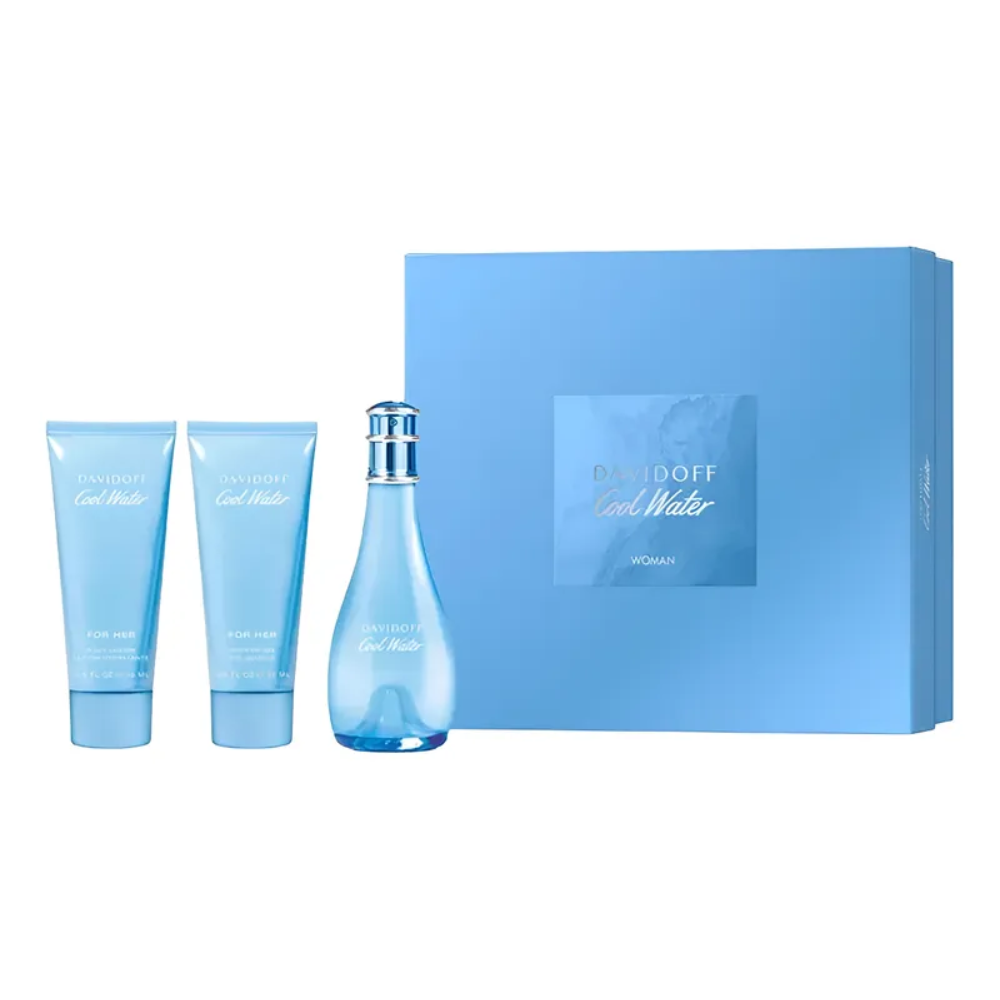 Davidoff Cool Water Edt 100 Ml + 15 Ml + 75 Ml Set 3 Pcs Mujer