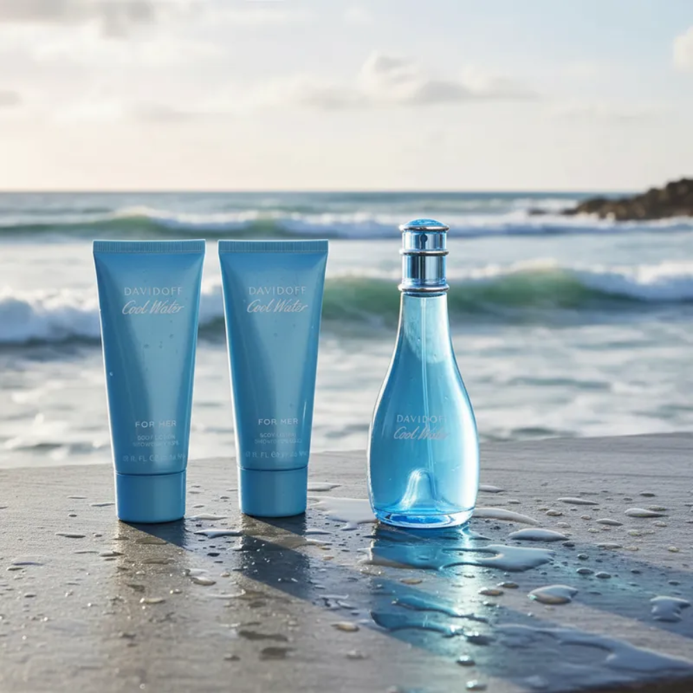 Davidoff Cool Water Edt 100 Ml + 15 Ml + 75 Ml Set 3 Pcs Mujer