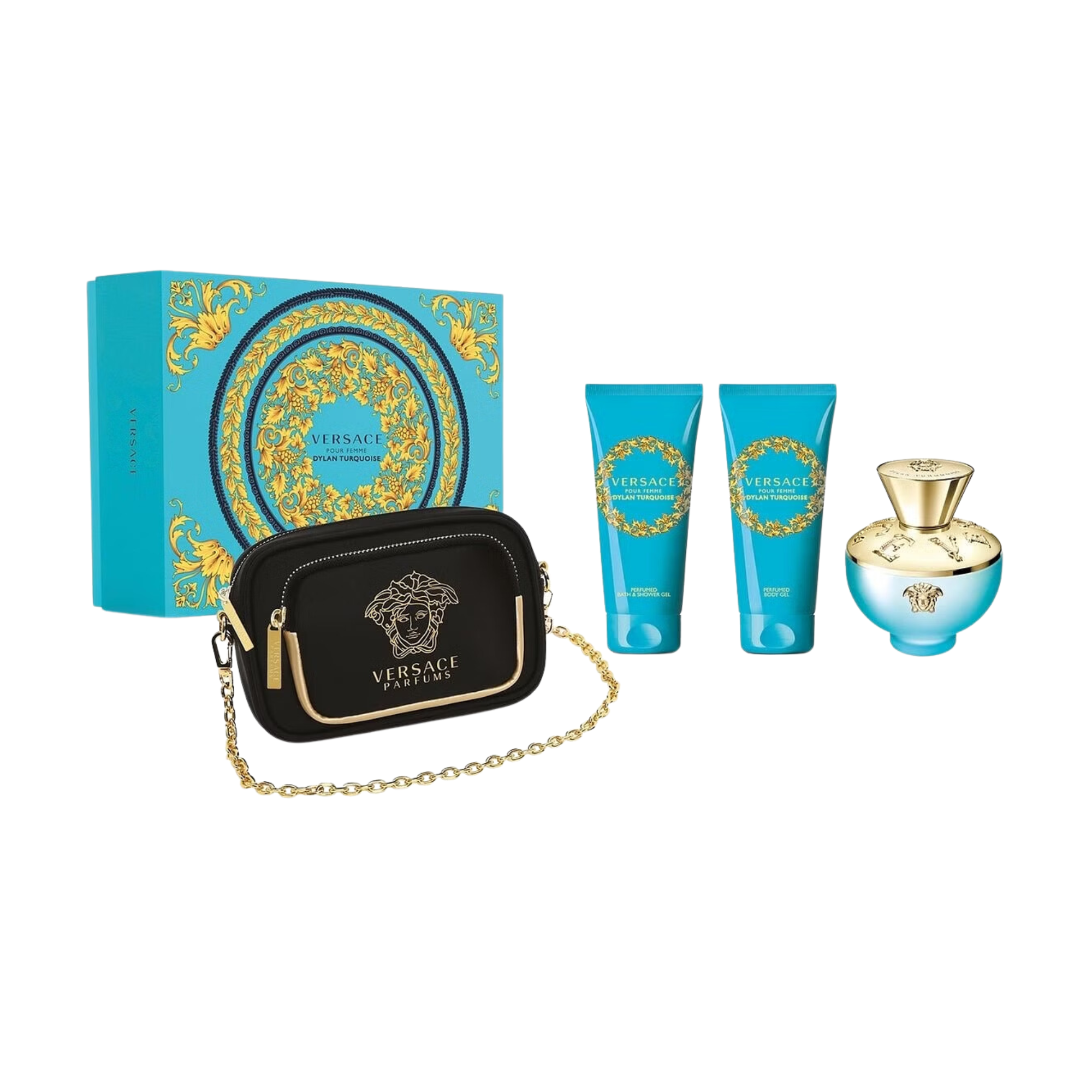 Versace Dylan Turquoise Estuche Edt 100ml + 100ml Bl + 100ml Sg + Neceser Mujer