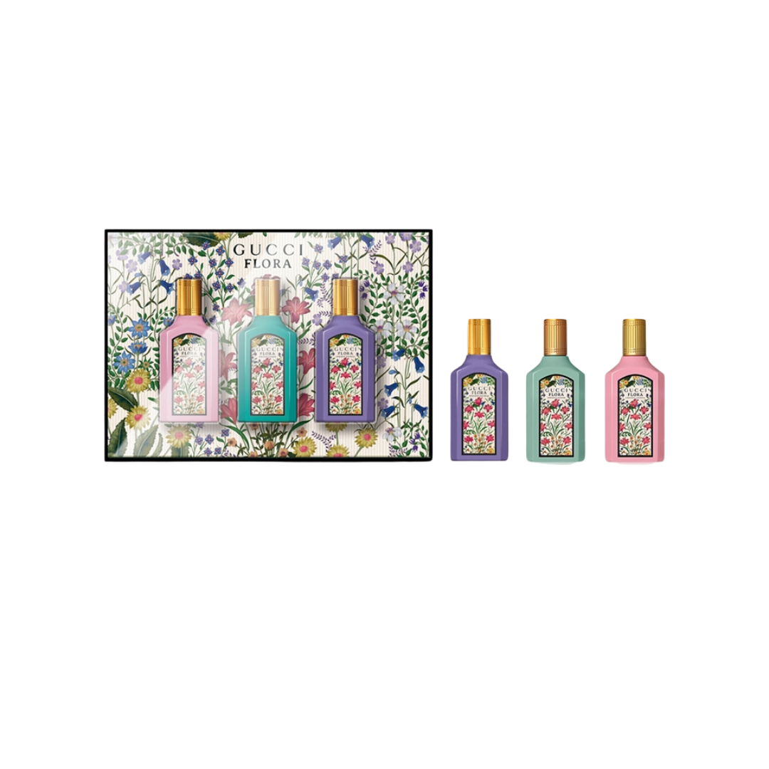 Set Gucci Flora Gorgeous Gardenia + Jasmine + Magnolia Edp 5 Ml 3 Pcs Mujer