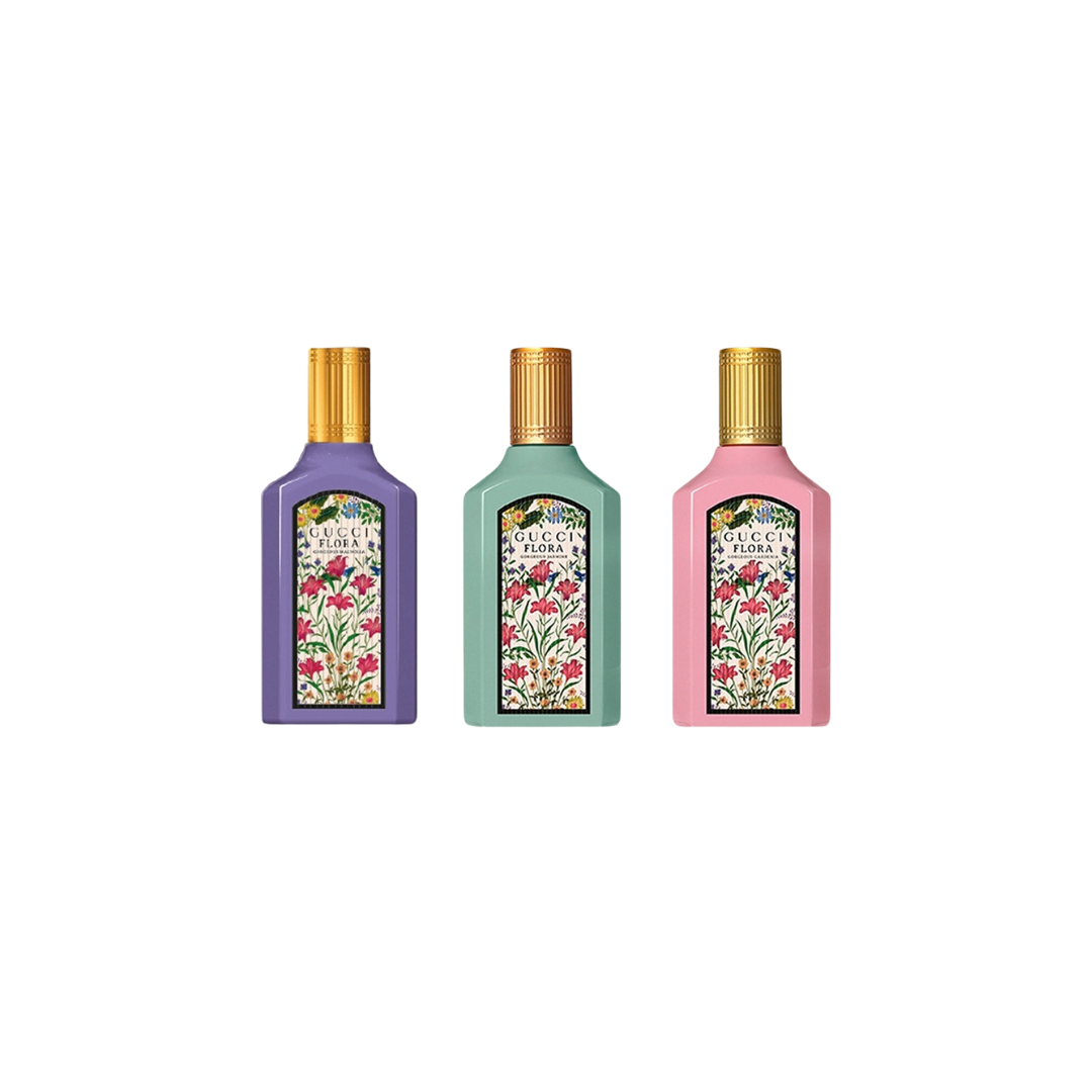 Set Gucci Flora Gorgeous Gardenia + Jasmine + Magnolia Edp 5 Ml 3 Pcs Mujer
