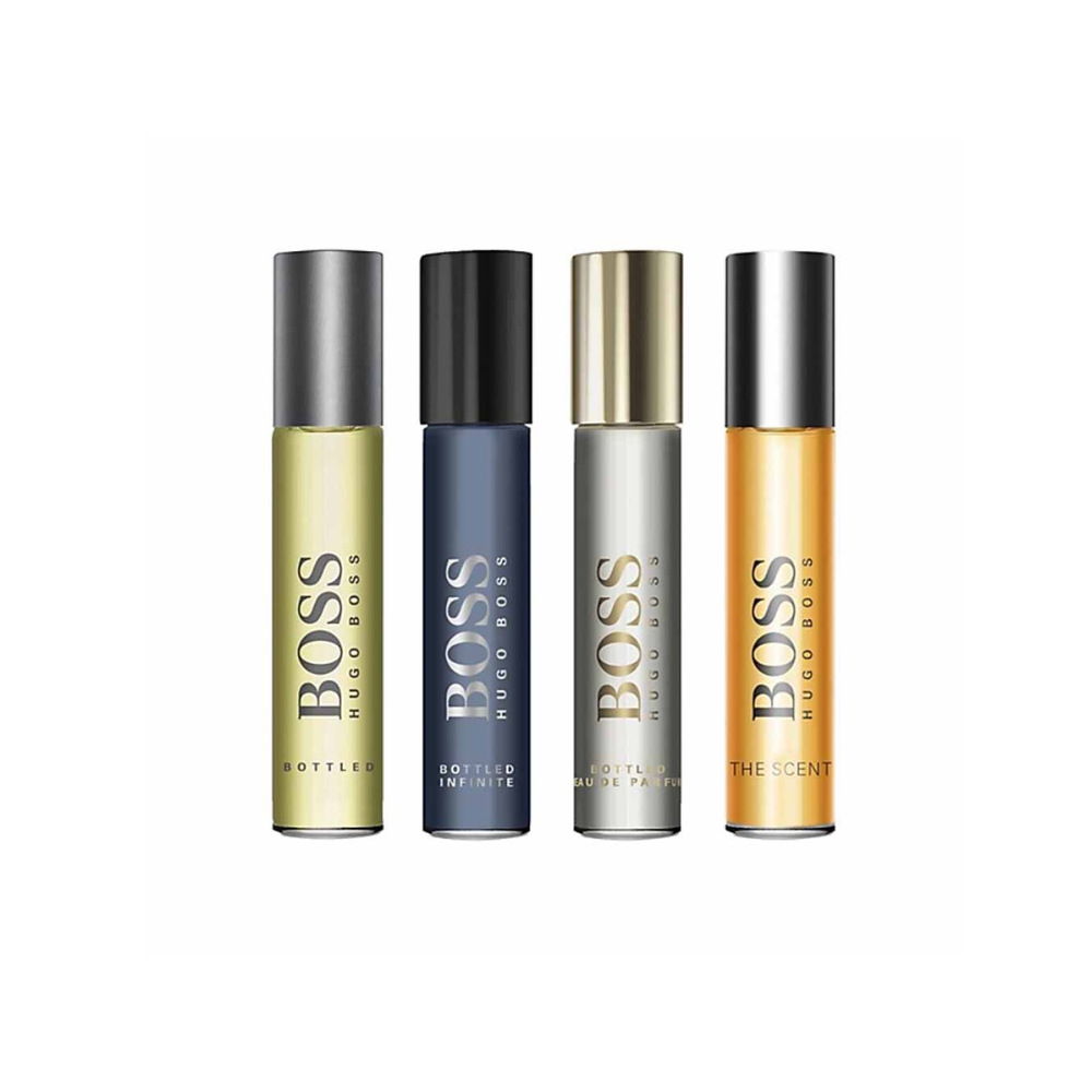 Set Mini De 4 Pcs Hugo Boss Bottled Edt +  Bottled Infinite + Bottled Edp + The Scent 10 Ml Hombre